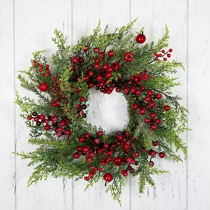 Frosted Berry and Crabapple Cedar and Pine Wreath