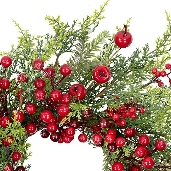 Frosted Berry and Crabapple Cedar and Pine Wreath