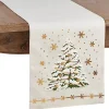 Frosted Christmas Tree and Snowflakes Table Runner