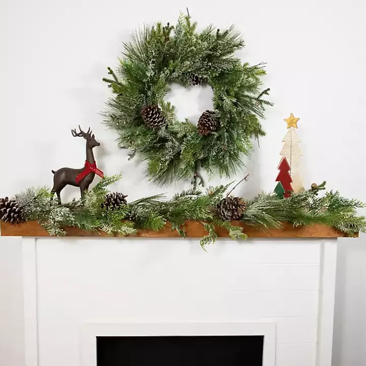 Frosted Pine and Cedar Wreath