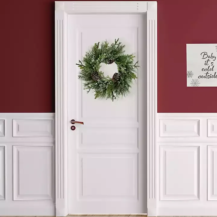 Frosted Pine and Cedar Wreath
