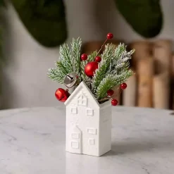Frosted Red Berry Arrangement in House Vase