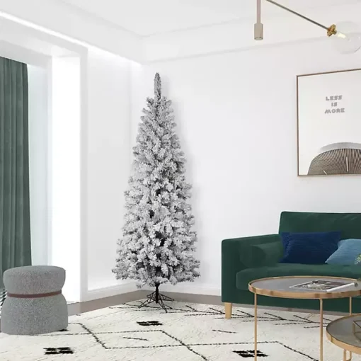 7.5 ft. Flocked Slim Pacific Pine Christmas Tree