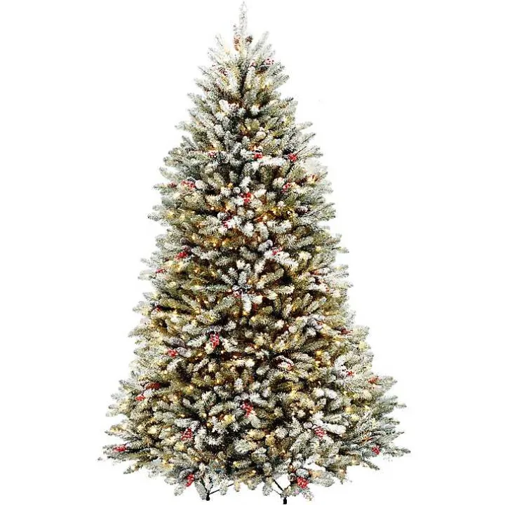 7.5 ft. Lit Flocked Dunhill Fir Christmas Tree