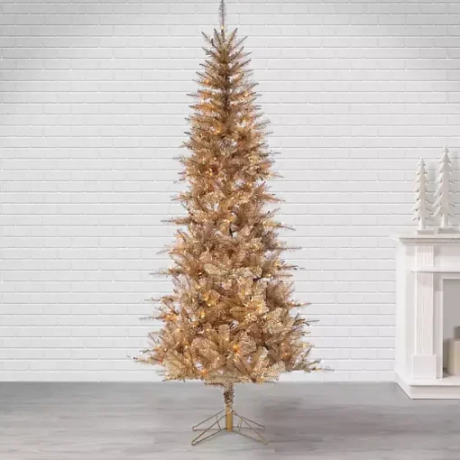 7.5 ft. Pre-Lit Gold Tinsel Christmas Tree