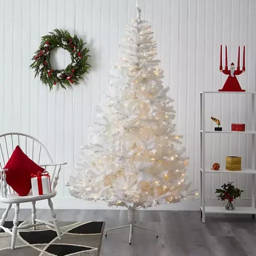 7.5 ft. Pre-Lit LED White Christmas Tree