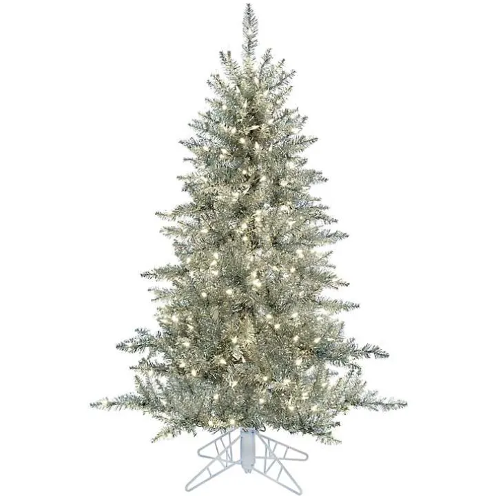 5.5 ft. Pre-Lit Silver Tinsel Christmas Tree