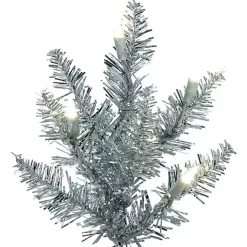 3 ft. Pre-Lit Silver Tinsel Christmas Tree