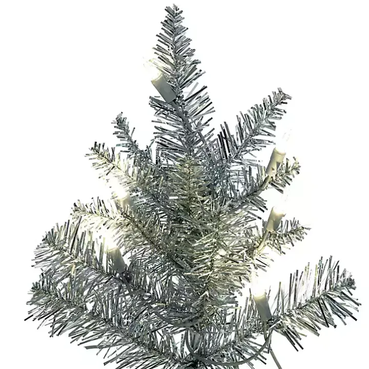 5.5 ft. Pre-Lit Silver Tinsel Christmas Tree