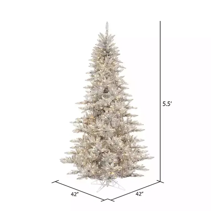 5.5 ft. Pre-Lit Silver Tinsel Christmas Tree