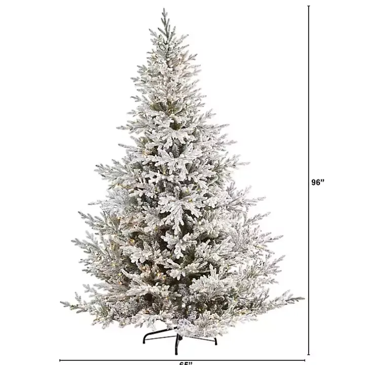8 ft. Warm Lit Flocked Fraser Fir Christmas Tree