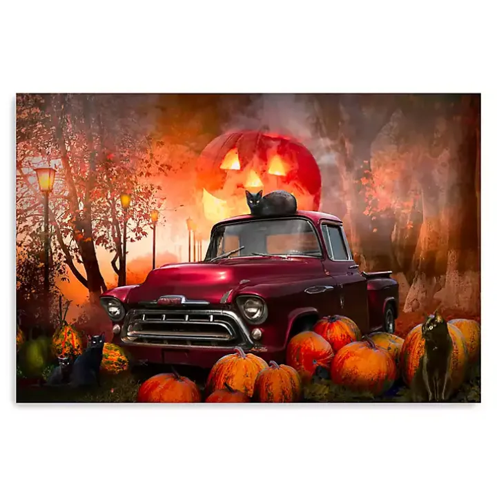 Full Moon Jack O Lantern Canvas Art Print, 16x24
