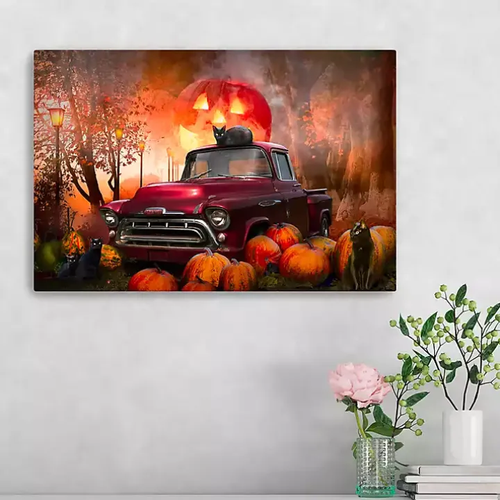 Full Moon Jack O Lantern Canvas Art Print, 16x24