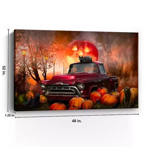 Full Moon Jack O Lantern Canvas Art Print, 32x48