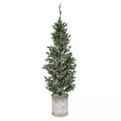 Galvanized Bucket Snowy Christmas Tree, 35 in.