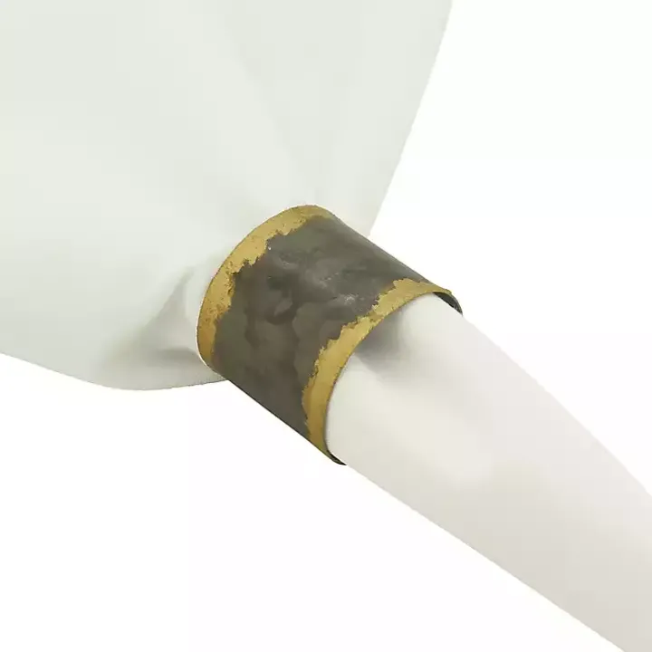 Galvanized Metal Gold Rim Napkin Rings, Set of 4