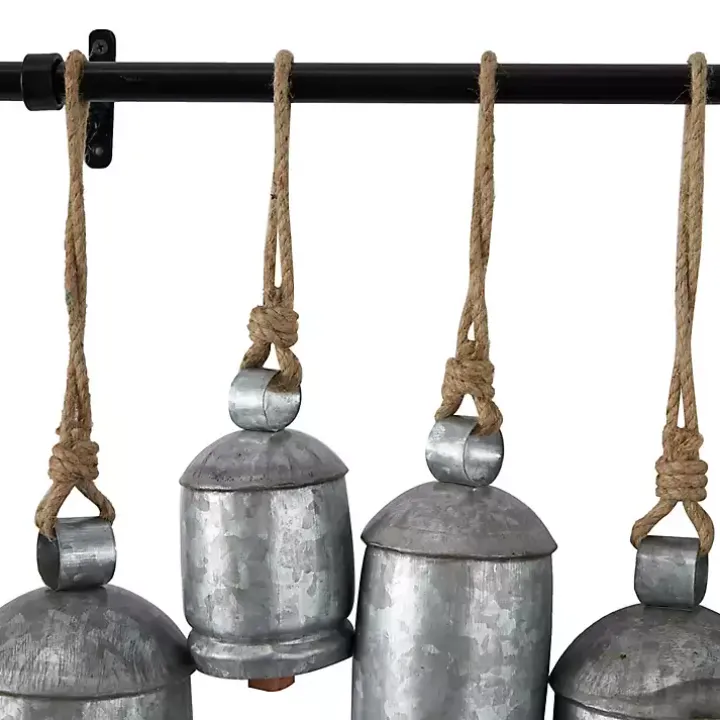 Galvanized Silver Round Bells Wall Plaque