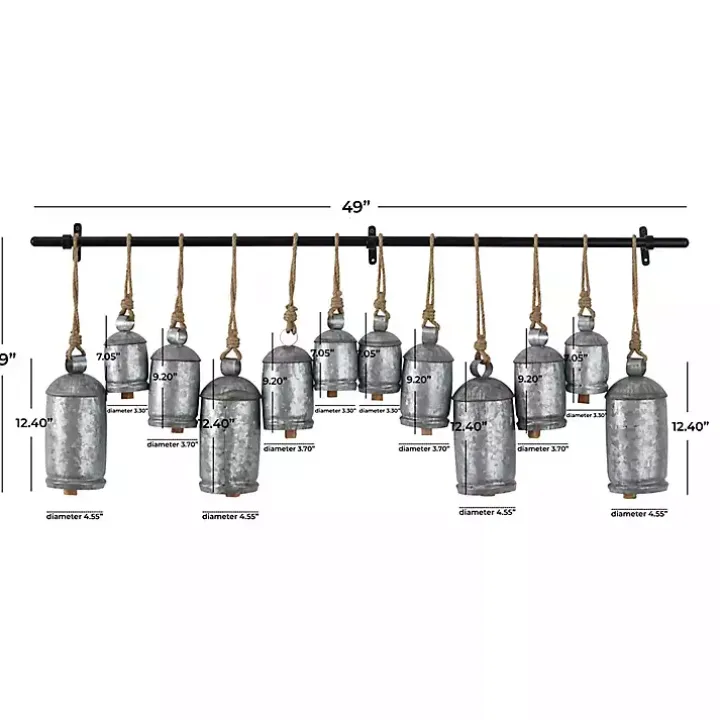 Galvanized Silver Round Bells Wall Plaque