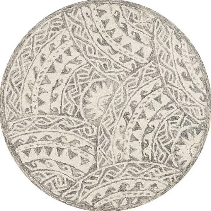 Geometric Round Waves Area Rug, 6 ft.