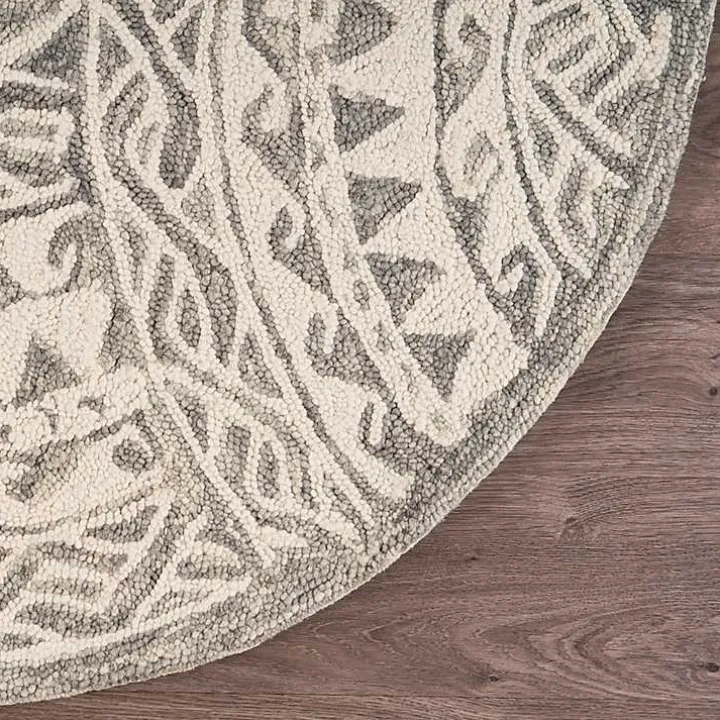 Geometric Round Waves Area Rug, 6 ft.