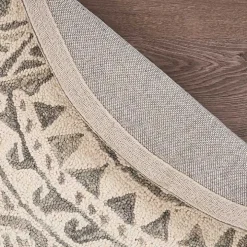 Geometric Round Waves Area Rug, 6 ft.