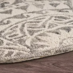 Geometric Round Waves Area Rug, 6 ft.