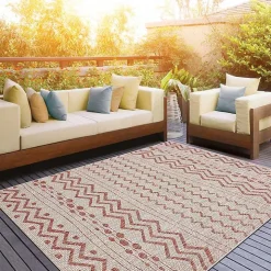 Geometric Stripe Sun Shower Outdoor Area Rug, 7x9