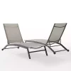 Gibson Gray Mesh Outdoor Loungers, Set of 2