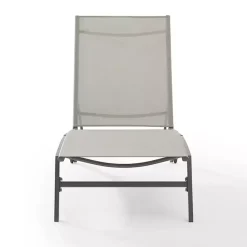 Gibson Gray Mesh Outdoor Loungers, Set of 2