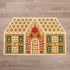 Gingerbread House Hooked Floor Mat