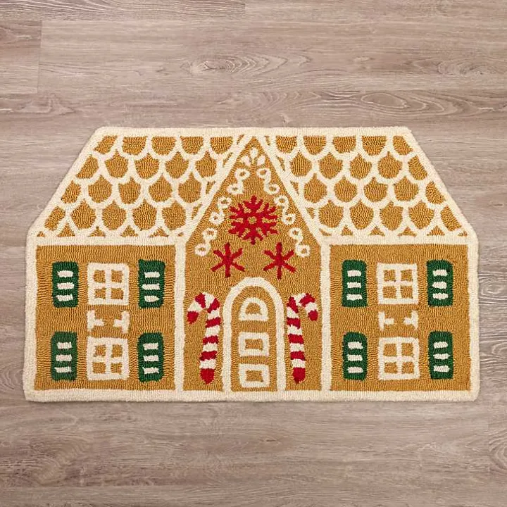 Gingerbread House Hooked Floor Mat