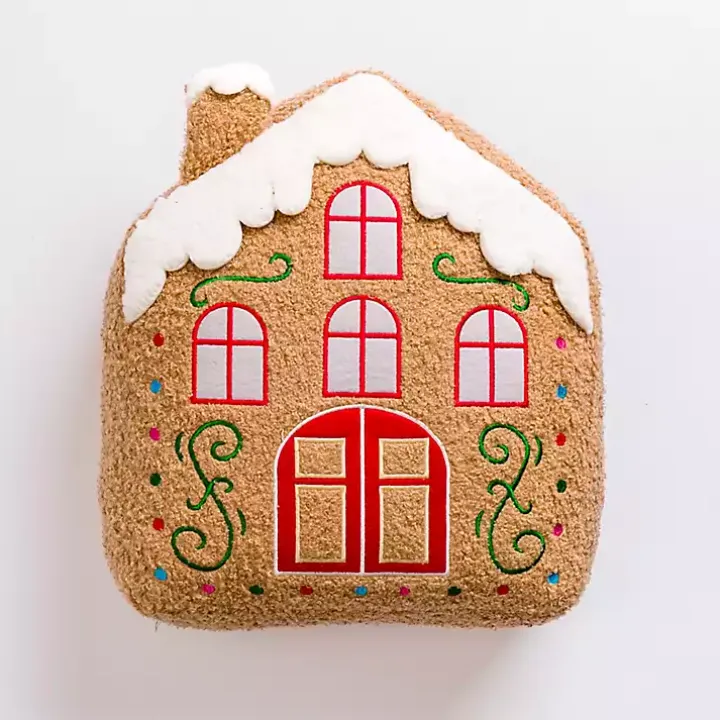 Gingerbread House Shaped Christmas Pillow