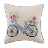 Gingham Bike Embroidered Pillow