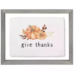 Give Thanks Pumpkins Framed Wall Plaque