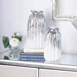 Glazed Gray Glass Vases, Set of 2