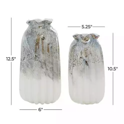 Glazed Gray Glass Vases, Set of 2