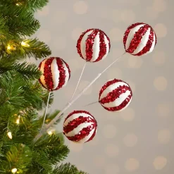Glitter Peppermint Swirl Christmas Tree Pick