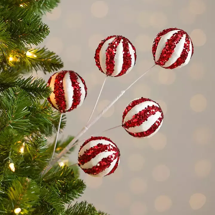 Glitter Peppermint Swirl Christmas Tree Pick