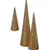 Glittered Gold Cone Tabletop Trees, Set of 3