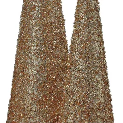 Glittered Gold Cone Tabletop Trees, Set of 3
