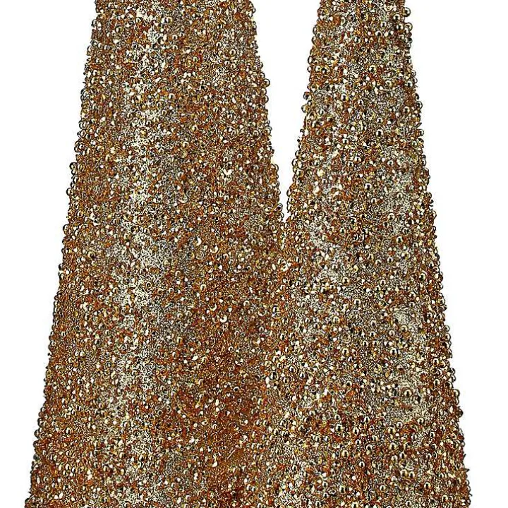 Glittered Gold Cone Tabletop Trees, Set of 3
