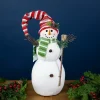 Glittered Snowman with Broom Figurine