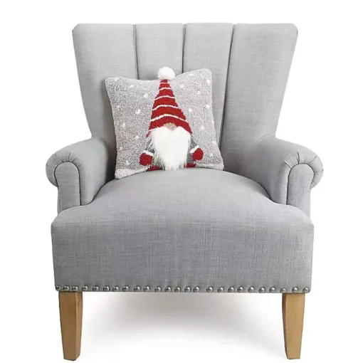 Gnome in Striped Hat Christmas Pillow