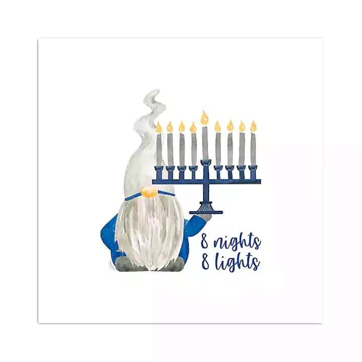 Gnome with Menorah Canvas Art Print