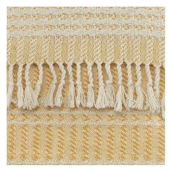 Gold and Ivory Striped Cotton Throw