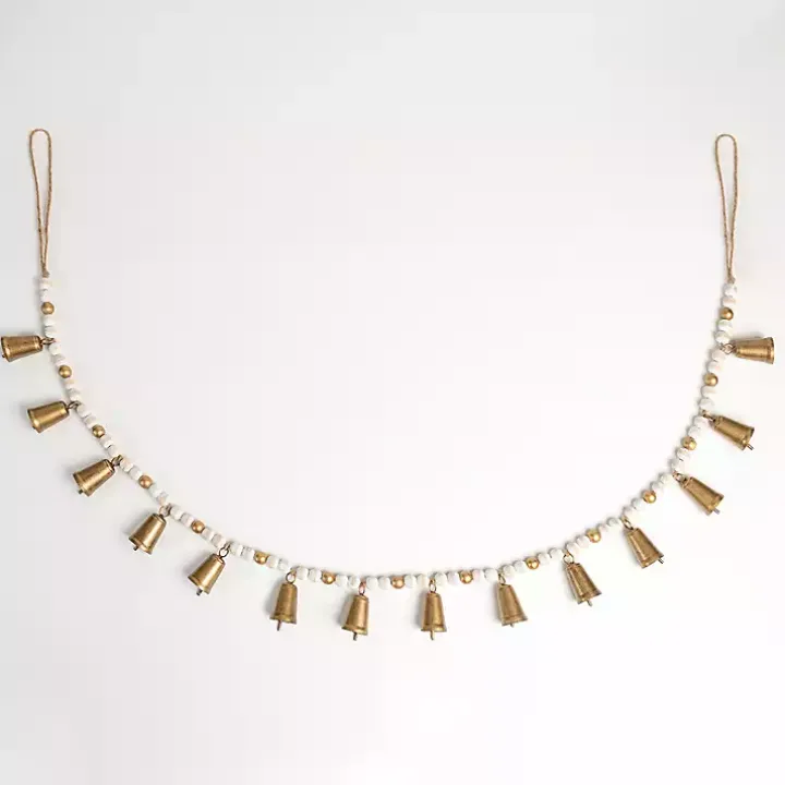 Gold and White Beaded Bell Garland