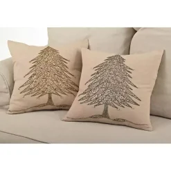 Gold Beaded Christmas Tree Pillow