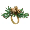 Gold Bells and Holly Napkin Rings, Set of 4
