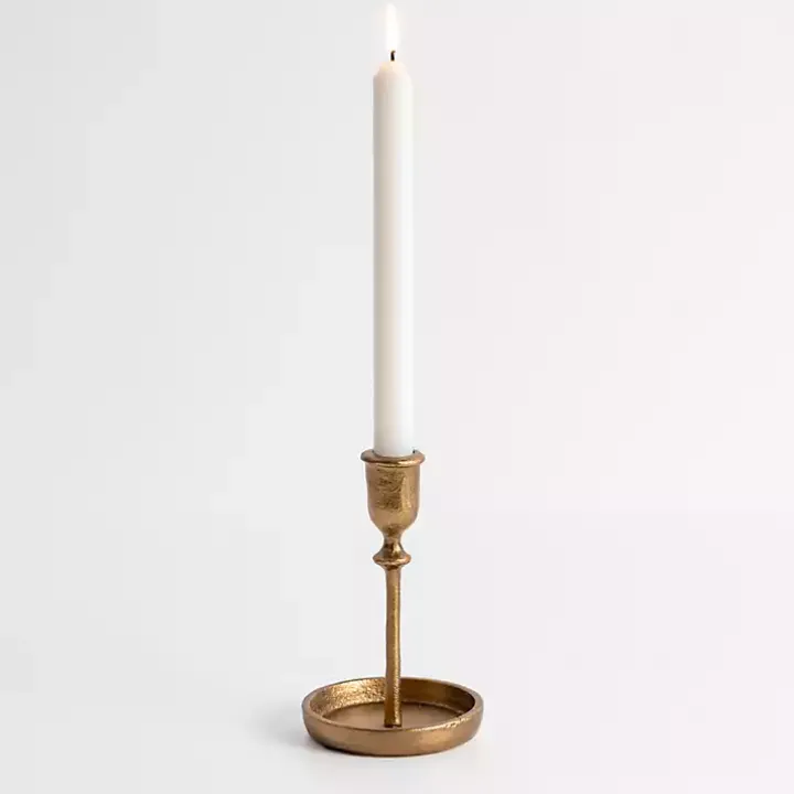 Gold Cast Iron Taper Candle Holder, 6 in.