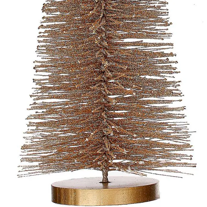 Gold Cone Bristle Christmas Trees, Set of 3